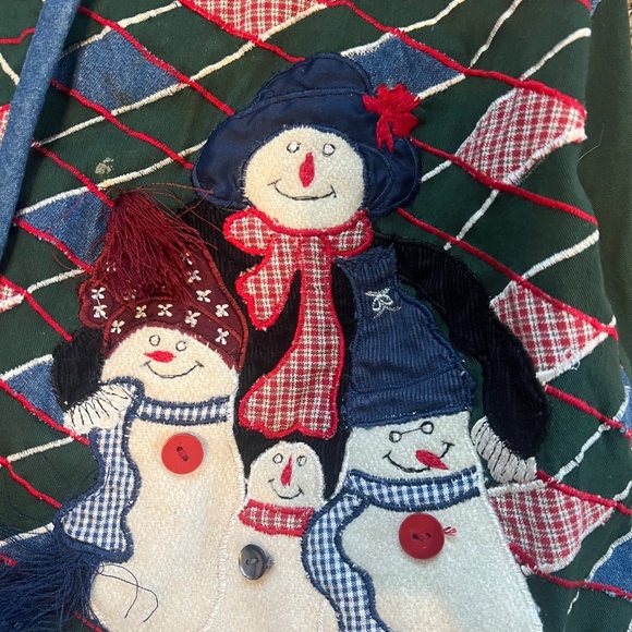 Paul Harris Vintage womens Christmas Holiday snowman graphic embriordered vest L - Picture 4 of 8